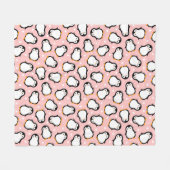 Süßes rosa Pinguin-Muster Fleecedecke (Vorderseite (Horizontal))