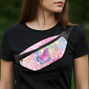 Süßes Rosa Regenbogen Einhorn Glitter Bauchtasche