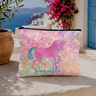 Süßes Rosa Regenbogen Einhorn Glitter Zubehörtasche