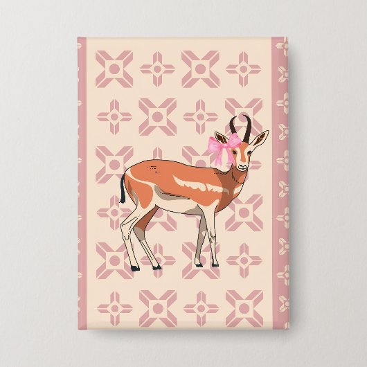 Süßes rosa Reh-muster Weihnachten Button (Vorderseite)
