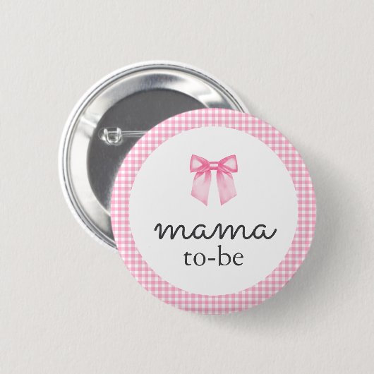 Süßes rosa Schleifchen werdende Mama Button (Vorne & Hinten)