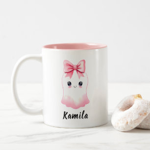 Süßes rosa Schleifen-Gespenst-Mädchen personalisie Zweifarbige Tasse