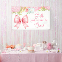 Süßes rosa Schleifen-Mädchen zum ersten Geburtstag