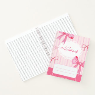 Süßes rosa Schleifen-Spiralnotizbuch | Coquette Sc Notizblock
