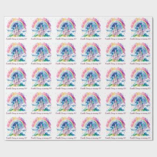 Süßes Rosa-Schloss Mädchen Märchen-Geburtstag Geschenkpapier (Saum)