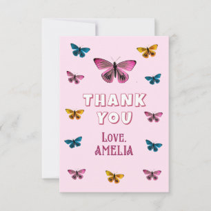 Süßes Rosa Schmetterlingsmuster Geburtstag Dankeskarte
