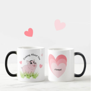 Süßes rosa Schwein zum Valentinstag Verwandlungstasse