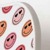 Süßes rosa Smiley-Gesicht-Muster-Monogramm Pickleball Schläger (Linke Seite)