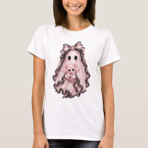 Süßes rosa Spukgeist Halloween T-Shirt Kokett