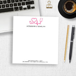 Süßes rosa Stethoskop Krankenschwester Arzt indivi Notizblock