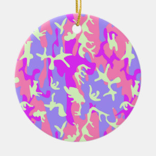 Süßes rosa Tarnmuster Keramik Ornament