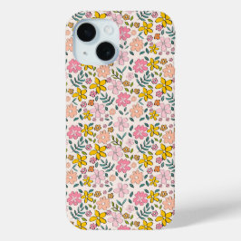 Süßes rosa und gelbes Blumenmuster Case-Mate iPhone Hülle