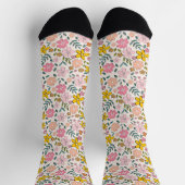 Süßes rosa und gelbes Blumenmuster Socken (Oben)