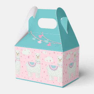 Süßes rosa und mintfarbenes Llama-Muster Geschenkschachtel