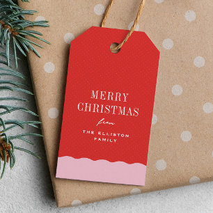 Süßes rosa und rotes Frohe Weihnachten personalisi Geschenkanhänger