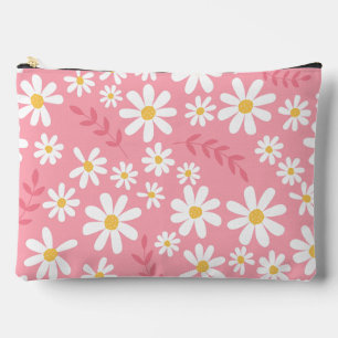Süßes rosa und weißes Gänseblümchen-Blumenmuster n Zubehörtasche