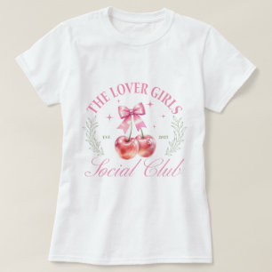 Süßes rosa und weißes Grafik-T-Shirt mit Kirschen T-Shirt