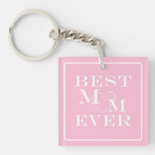 Süßes rosa und weißes Herz, Beste Mutter überhaupt Schlüsselanhänger