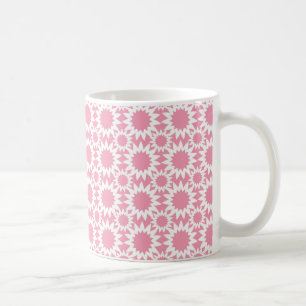 Süßes Rosa und Weißes Stern-Blumen-Muster Kaffeetasse