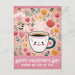 Süßes Rosa Valentinstag Du bist meine Tasse Tee  Postkarte
