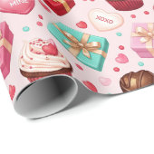 Süßes Rosa Valentinstag Geschenkpapier (Rolleneckpunkt)