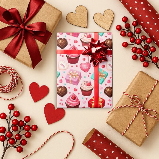 Süßes Rosa Valentinstag Geschenkpapier