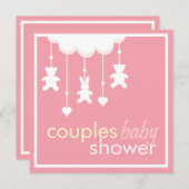 Süßes Rosa verbindet Babyparty-Einladung Einladung (Vorne/Hinten)