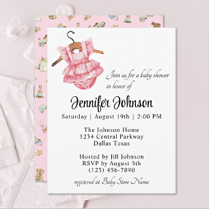 Süßes rosa vintage Kleid Mädchen Baby Shower Einladung