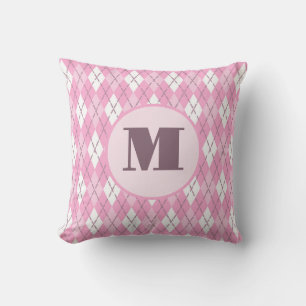 Süßes rosa vornehmes Argyle-Einzelstück mit Monogr Kissen