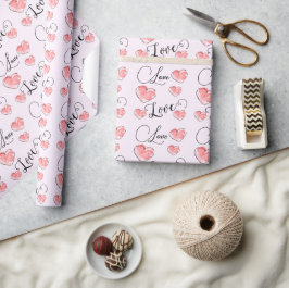 Süßes rosa Wasserfarbe-Herz mit Love-Text Geschenkpapier