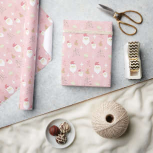 Süßes Rosa Weihnachtsmann-Feiertagsmuster Geschenkpapier