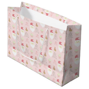 Süßes Rosa Weihnachtsmann-Feiertagsmuster Große Geschenktüte