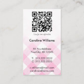 Süßes Rosa-Weiß-Gingham-Karo-Muster QR-Code Visitenkarte (Rückseite)
