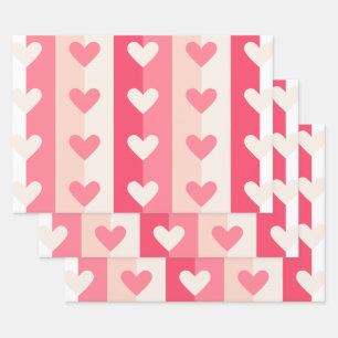 Süßes Rosa Weißes Herz Muster Valentinstag Sweethe Geschenkpapier Set