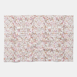 Süßes rosa weißes vintage Blumenmuster Handtuch