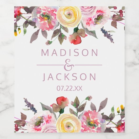 Süßes Rose Blumenzwiebeln Weinetikett (Einzelnes Label)