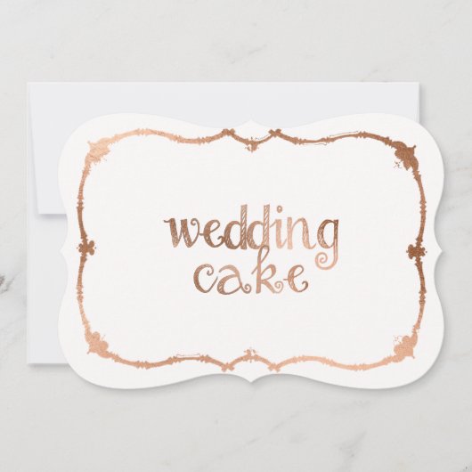 Süßes Rose Gold-Effekt Hochzeitskuchen Tafelschild Einladung (Vorderseite)