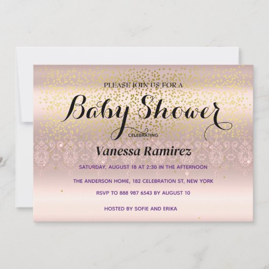 Süßes Rose Gold Kindergeschenk Einladung (Vorderseite)