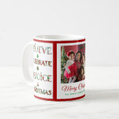 Süßes Rot Grün Weihnachtsmuster Kaffeetasse (Vorderseite Links)