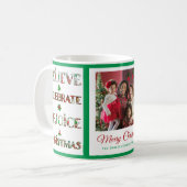 Süßes Rot Grün Weihnachtsmuster Kaffeetasse (Vorderseite Links)