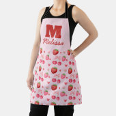 Süßes Rot Rosa Kokette Beerenmuster Monogramm Schürze (InSitu)