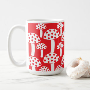 Süßes Rot-Weiß-Pilz-Muster Kaffeetasse