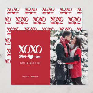 Süßes Rot & Weiß XOXO Valentinstag Feiertagskarte