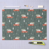 Süßes rotes Auto Weihnachtsbaum Winter Muster Seidenpapier (Handwerk)