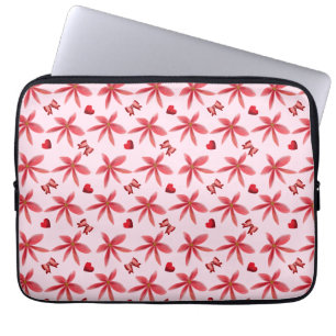 Süßes rotes Blumenherzmuster Nahtlos Mädchenhaft Laptopschutzhülle