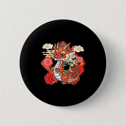 Süßes rotes chinesisches Neujahr des Drachen 2024 Button (Vorderseite)