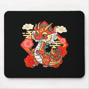Süßes rotes chinesisches Neujahr des Drachen 2024  Mousepad