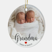 Süßes rotes Herz der Großmutter-| mit Ihrem Foto Keramik Ornament (Links)