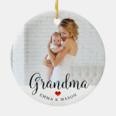 Süßes rotes Herz der Großmutter-| mit Ihrem Foto Keramik Ornament (Hinten)