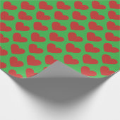 Süßes rotes Herz Muster grünes Geschenkpapier (Ecke)